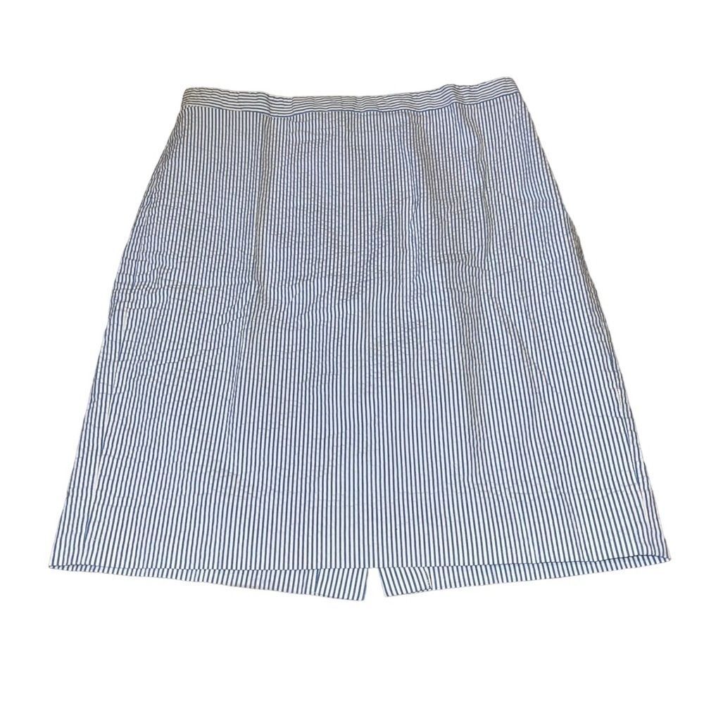 J. Crew Blue & White Striped Seersucker Pencil Skirt